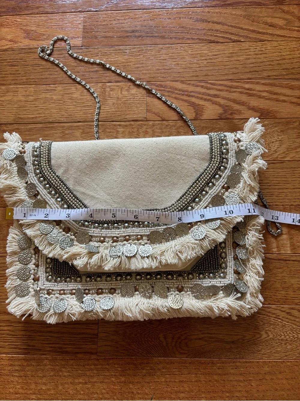 Boho Tassel Crossbody Bag in Cream
